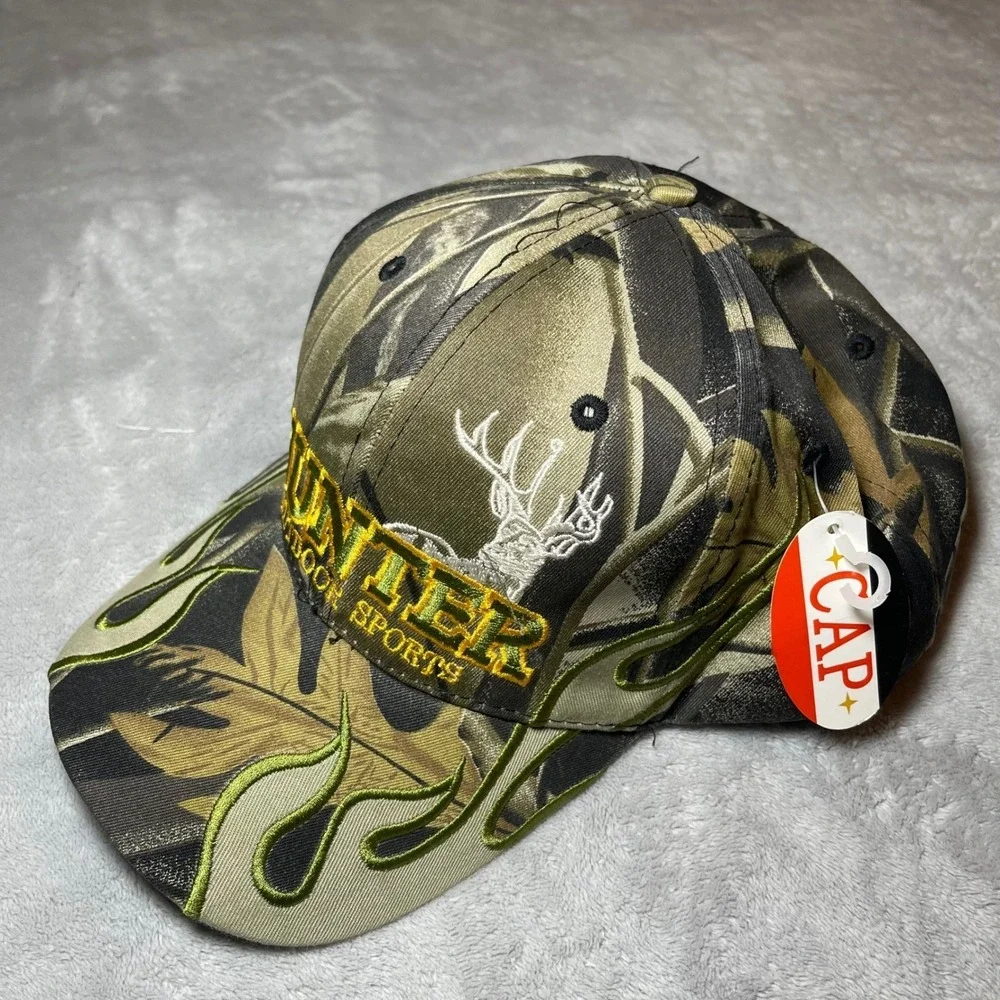 Hunter Outdoor Sports Camo Flame Embroidered Hat Adjustable Baseball Cap NEW